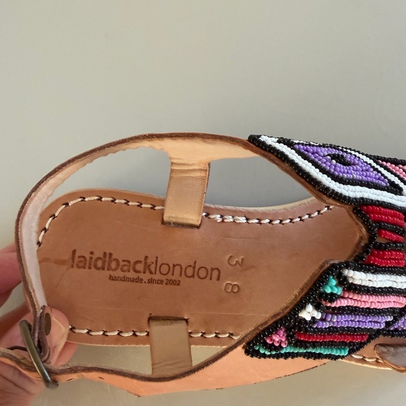 Anthropologie laidback London Rift Flat Light Brown Leather Tribal LOVE❤️ - Picture 9 of 11